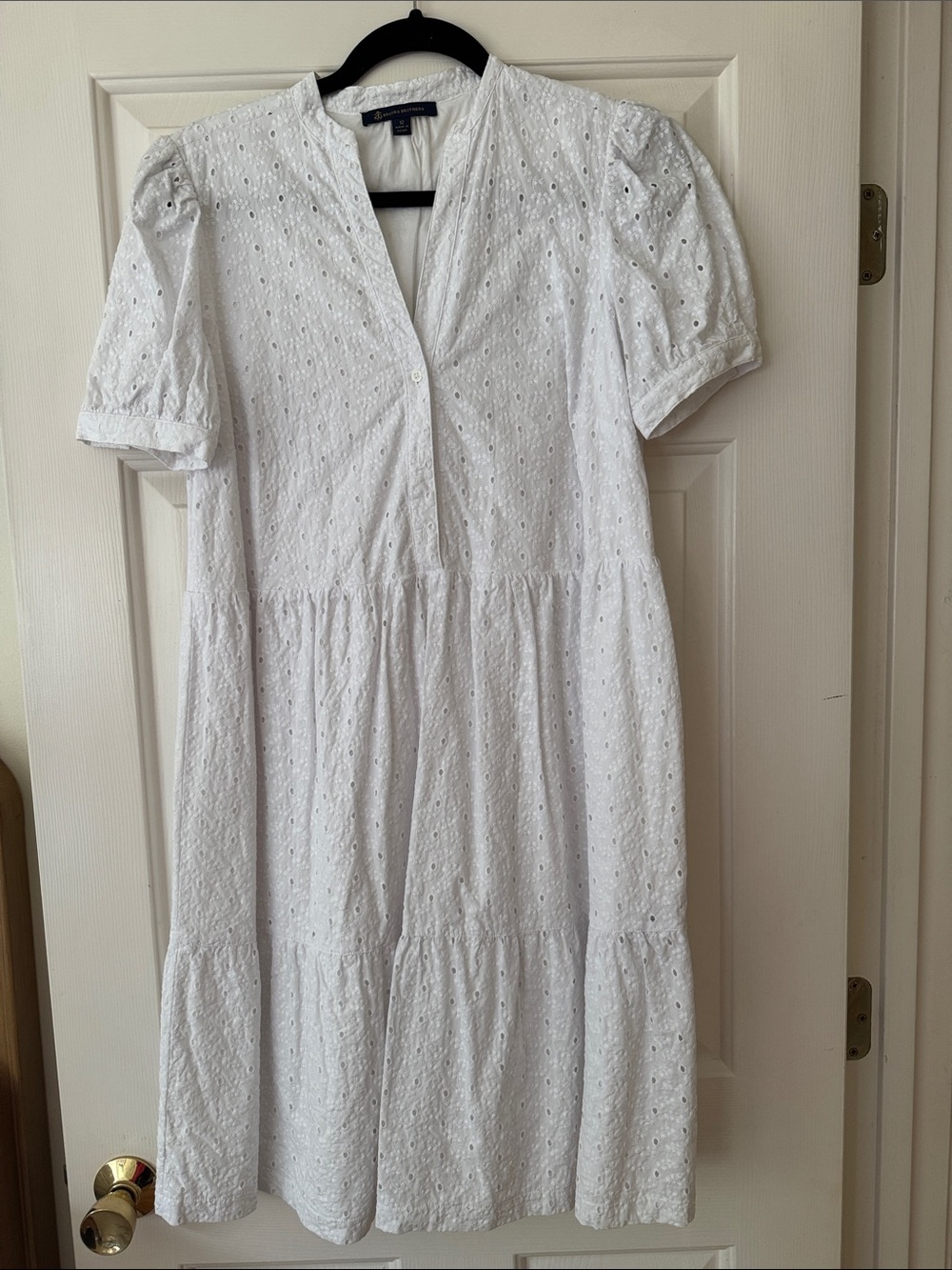 Brooks Brothers White Eyelet Midi Dress